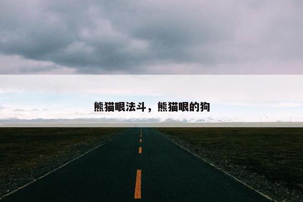 熊猫眼法斗，熊猫眼的狗