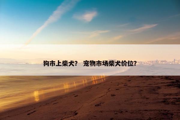 狗市上柴犬？ 宠物市场柴犬价位？
