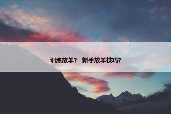 训练放羊？ 新手放羊技巧？