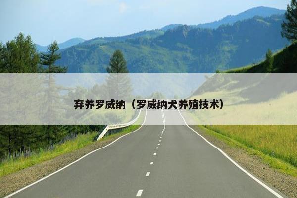弃养罗威纳（罗威纳犬养殖技术）