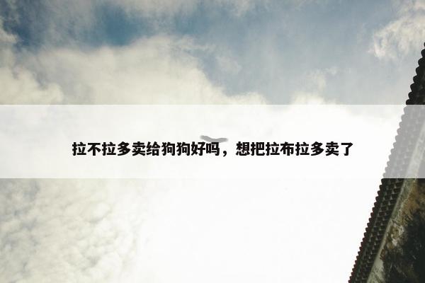 拉不拉多卖给狗狗好吗，想把拉布拉多卖了