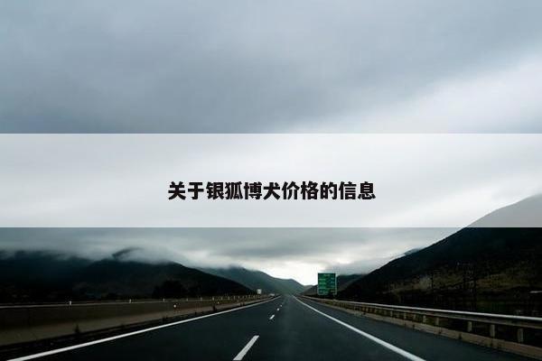 关于银狐博犬价格的信息