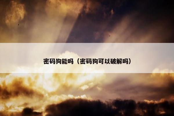 密码狗能吗（密码狗可以破解吗）