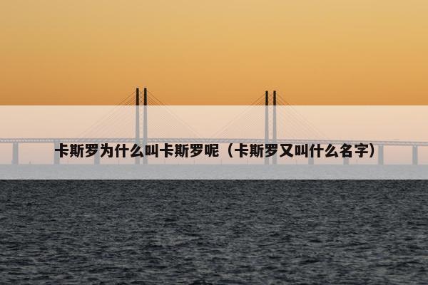 卡斯罗为什么叫卡斯罗呢（卡斯罗又叫什么名字）