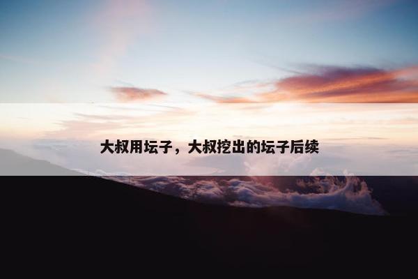 大叔用坛子，大叔挖出的坛子后续