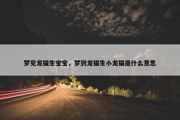 梦见龙猫生宝宝，梦到龙猫生小龙猫是什么意思