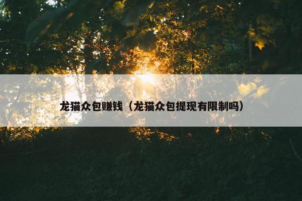 龙猫众包赚钱（龙猫众包提现有限制吗）