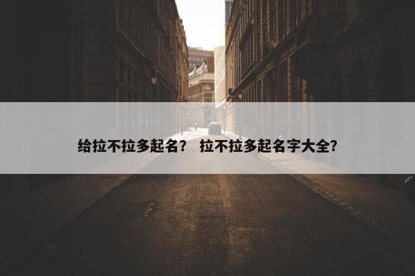给拉不拉多起名? 拉不拉多起名字大全? 给拉不拉多起名? 拉不拉多起名字大全?