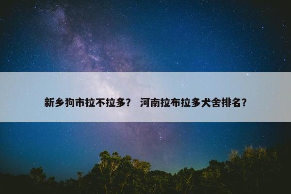 新乡狗市拉不拉多？ 河南拉布拉多犬舍排名？