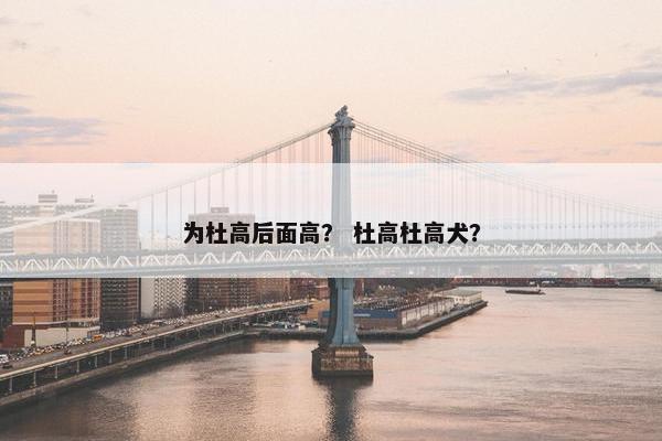 为杜高后面高？ 杜高杜高犬？