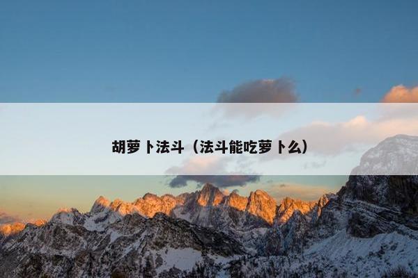 胡萝卜法斗（法斗能吃萝卜么）