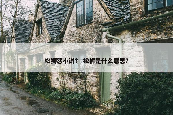 松狮怨小说？ 松狮是什么意思？